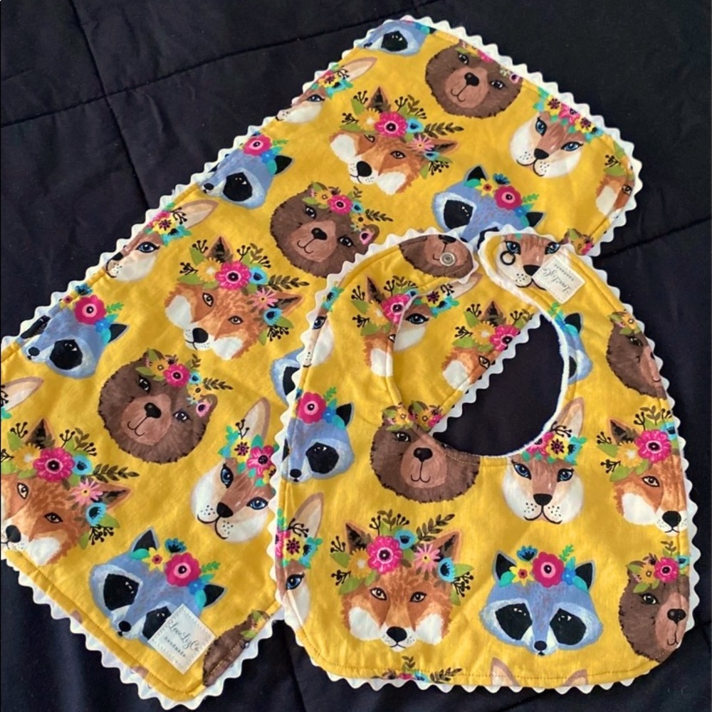 Handmade bib and burp cloth